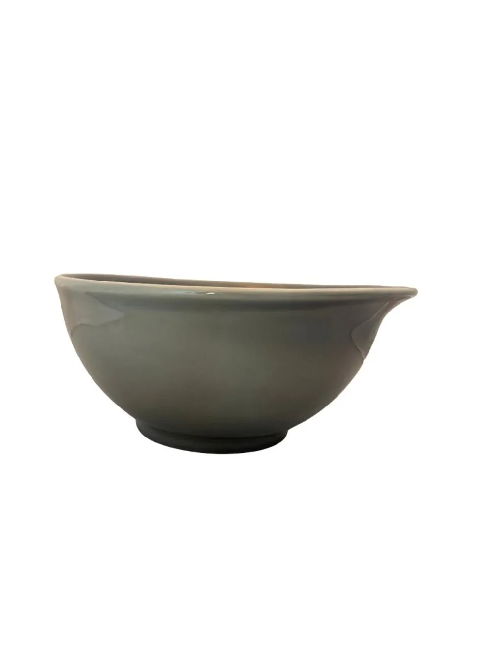 Williams Sonoma Gray Oval Ceramic Batter Bowl Pouring Spout Stoneware Prep